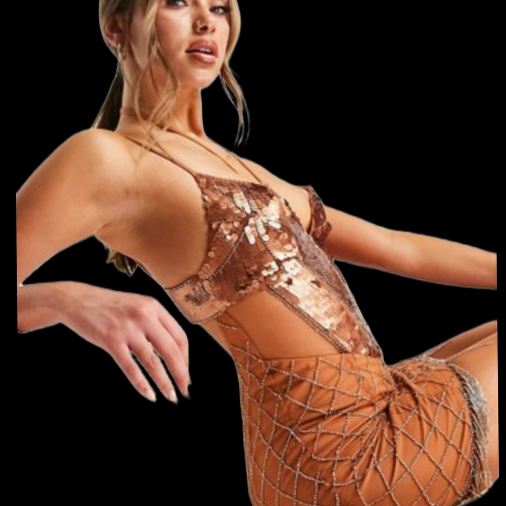 ASOS Sequin Mini Dress in Bronze